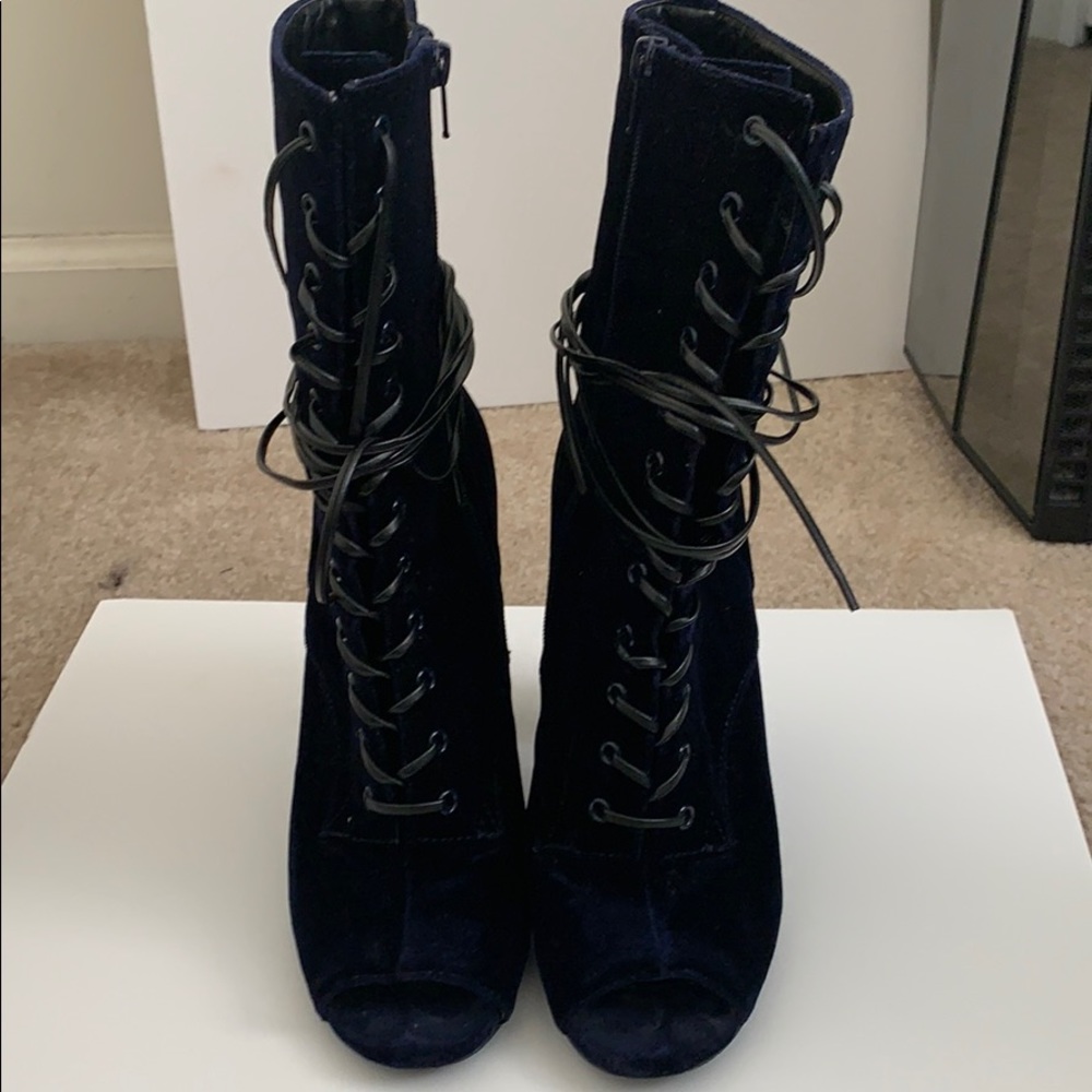 Midnight Blue Suede Bootie